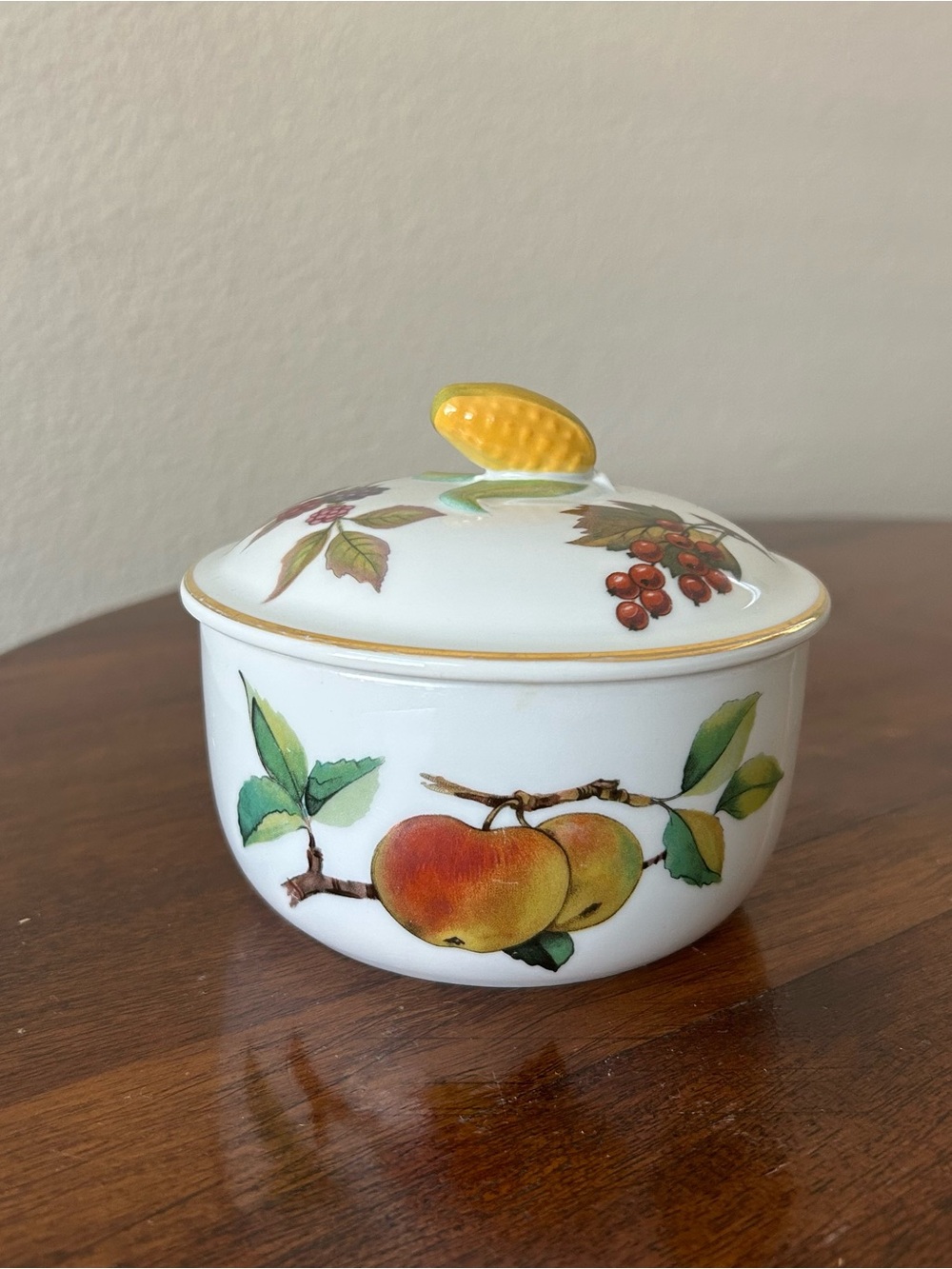 Vintage Royal Worcester Evesham Gold Butter Tub with Lid – Corn Finial